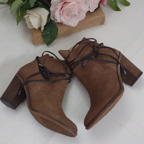 Franco Sarto Brown Lace Up Boots - Picture 5 of 8